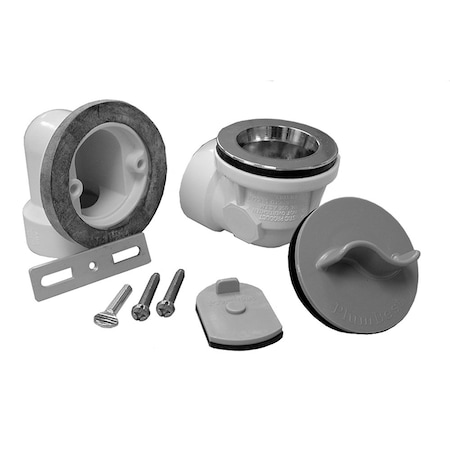 Jones Stephens Chrome Plated Two-Hole Rough-In Bath Waste Kit with Friction Lift Drain and Test Kit, PVC B07172
